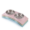 Pet stainless steel double-bowl arch bridge type anti-tipping and anti-slip drinking bowl, food bowl, universal cat food bowl, dog rice bowl, food basin, pet food utensils details Picture